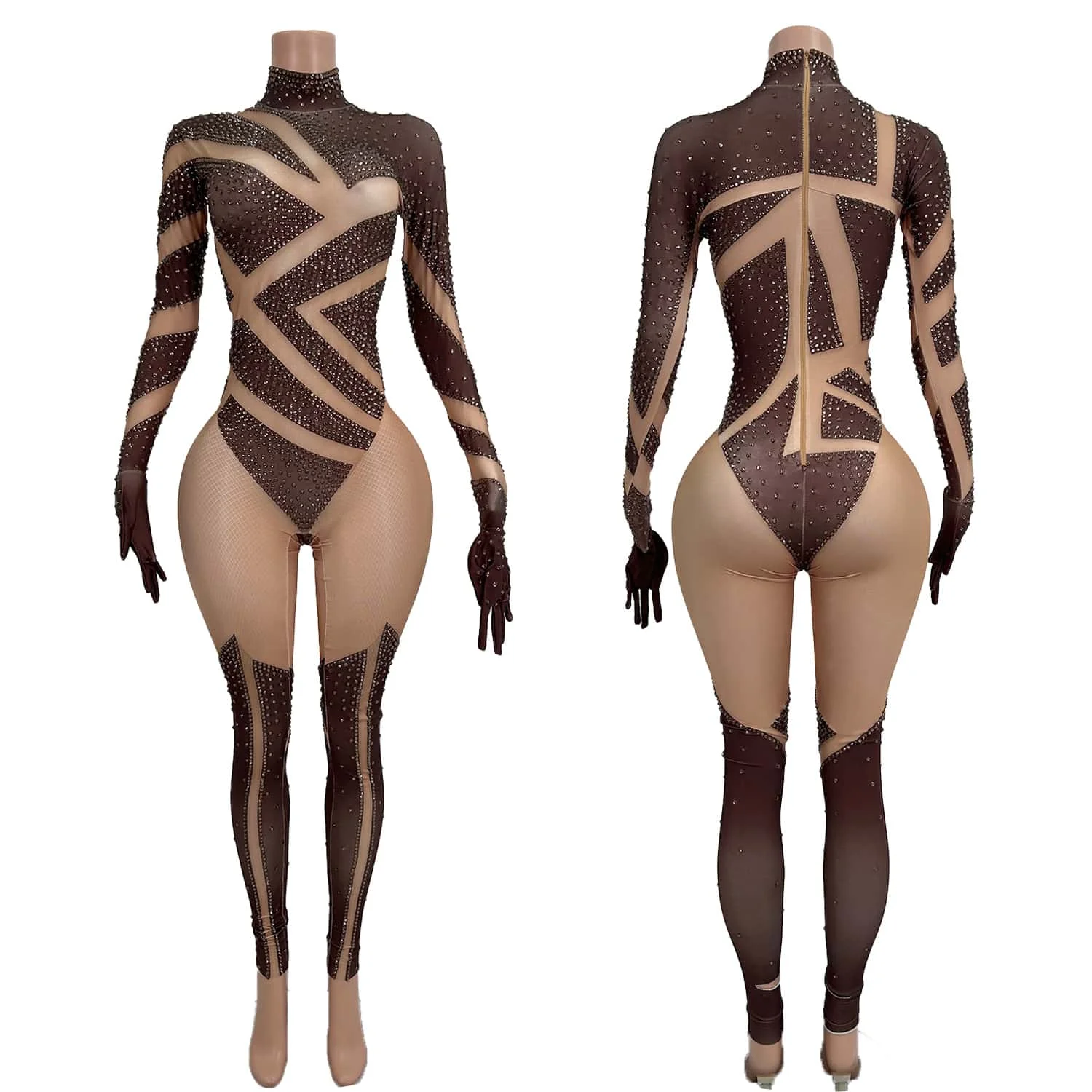 

Women Sexy Diamonds Tight Jumpsuit High Street Performance Dance Costume Nightclub Stage Show Wear Party Celebrate Romper Jimu