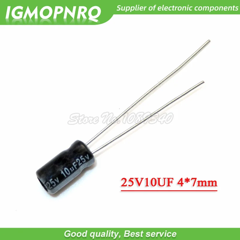 

50PCS 25V10UF 4*7mm 10UF 25V 4*7 Aluminum electrolytic capacitor
