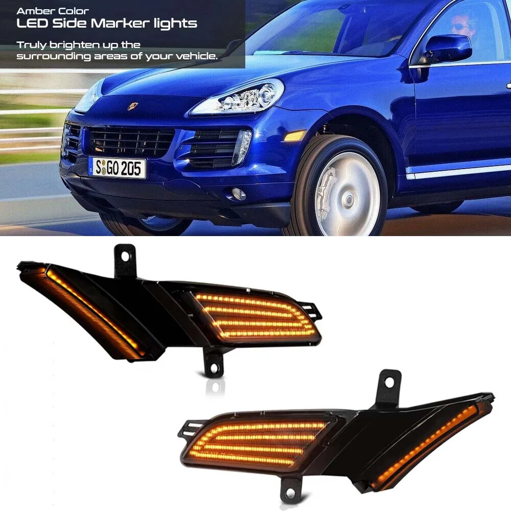 

2x LED Dynamic Front Side Marker Turn Signal Lights For Porsche Cayenne 957 2007-2010 Car Blinker Indicator 2x LED Dynamic Fron