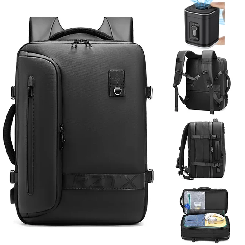 Carregamento USB Vácuo Compressão Laptop Mochila, Airback Viagem Expandida Caminhadas Mochila, Mochila escolar de grande capacidade, Negócios