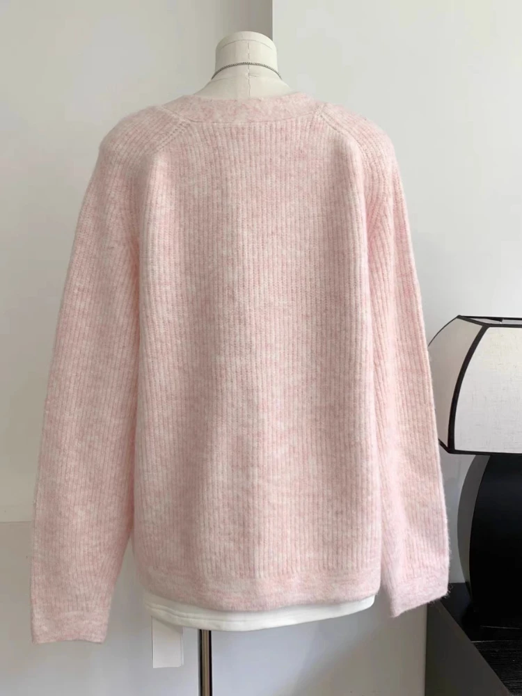 V-neck Cardigan Women Pure Knitted Sweet Princess Fashion Soft Loose Korean Style Lazy Girlish Autumn Gentle Students New Tender