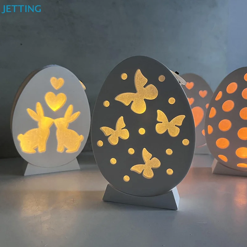 1Pcs Easter Atmosphere Lamp Silicone Mold Hollow Easter Egg Rabbit Butterfly Love Mirror Silicone Dropping Mold Easter Egg Mould