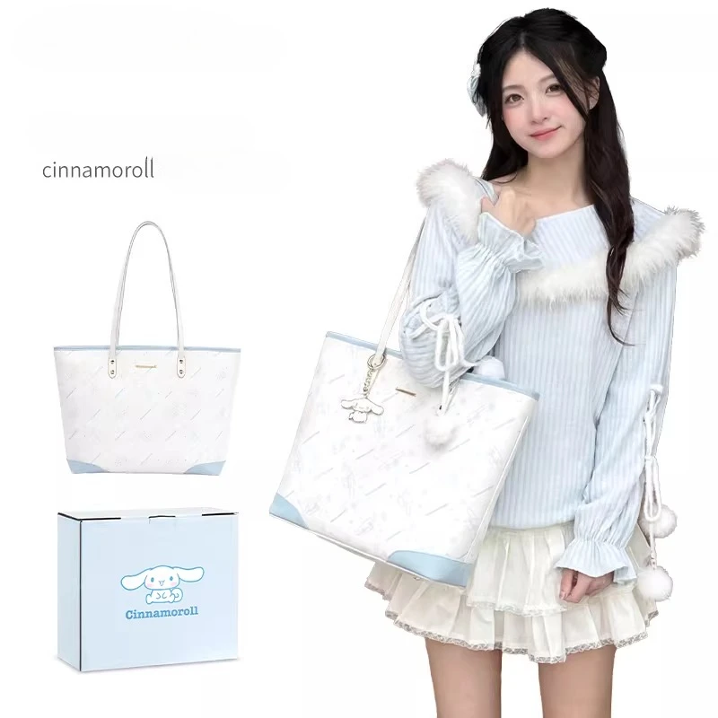 

2026 New Sanrio Cartoon Cinnamoroll Large Capacity Handbag Kawaii Female Commuter Shoulder Bag Couple Festival Gift