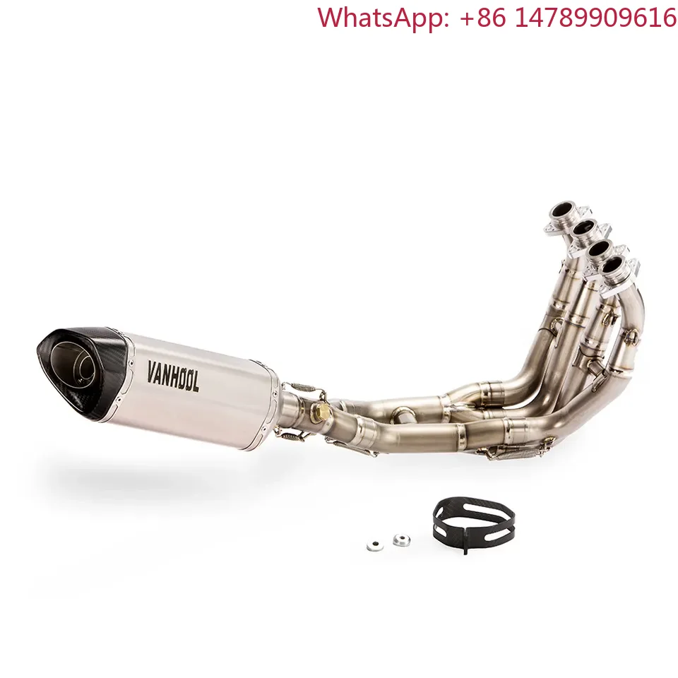 Full Titanium Carbon Fibre Exhaust Muffler Pipe System for 600cc Sport Bike, Aftermarket Performance Racing Escape Parts