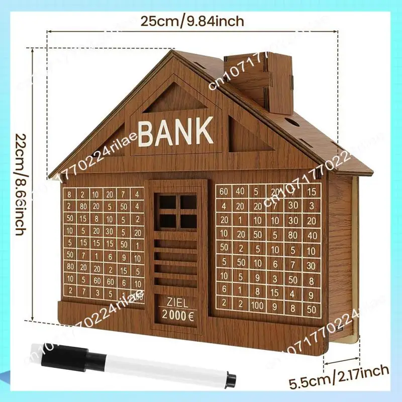 A17Z Wooden Piggy Bank For Adult Kids Money Box With Counter Money Saving Tin Reusable Money Box