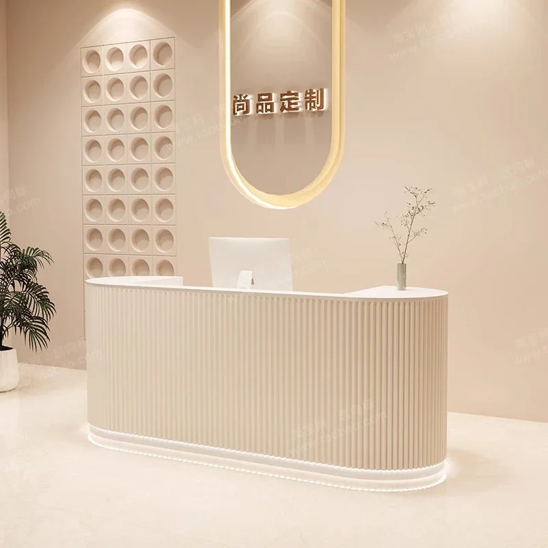 

Nordic Cream Style Reception Desks Simple Modern Luxury Checkstand Counter Outfit Shop Office Furniture Receptionsdisk FYRD