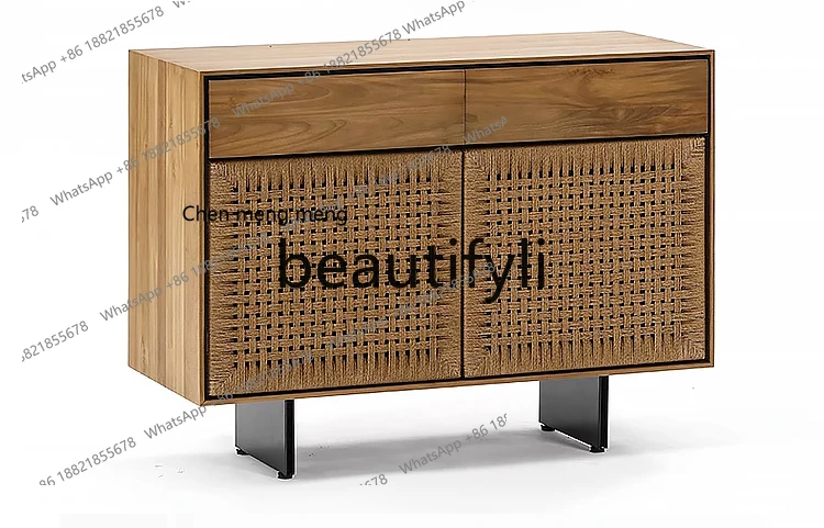 

Nordic, dining side cabinet, solid wood teak color, entrance cabinet, TV cabinet, simple modern living room, locker H