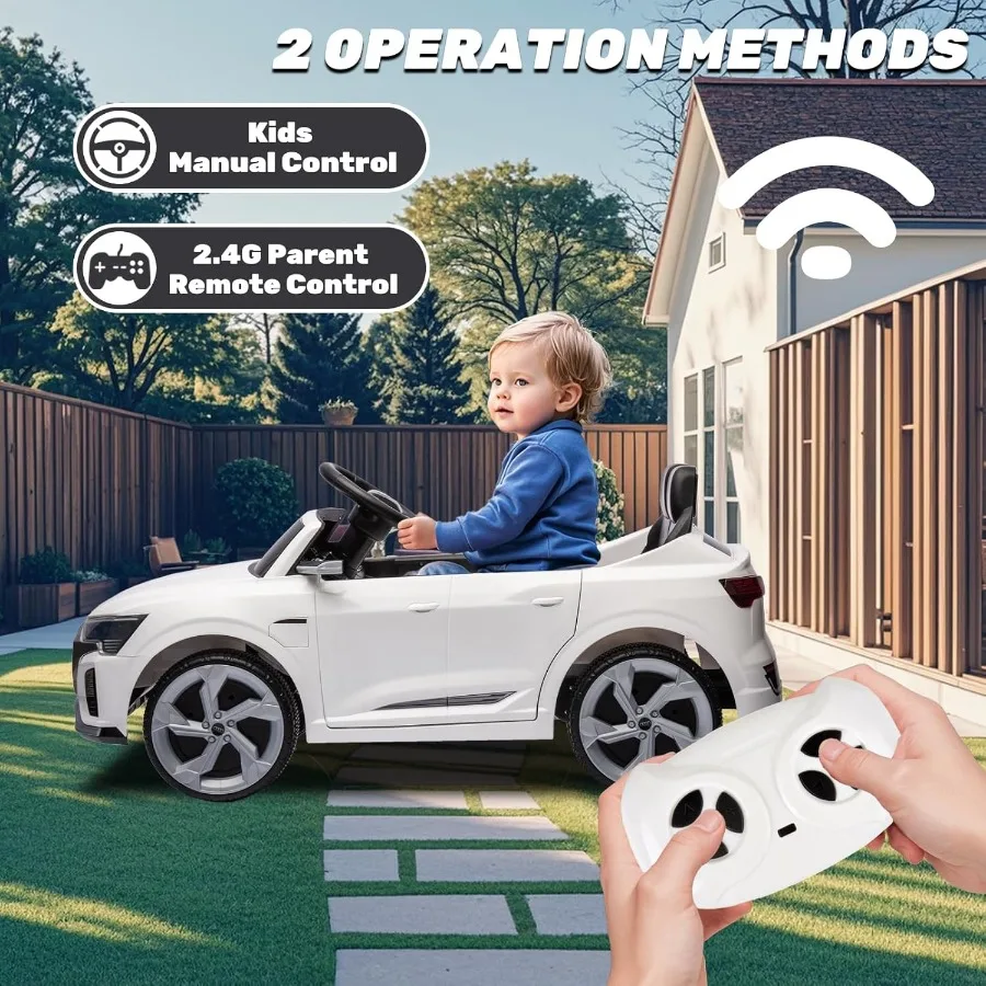 12V 정품 아우디 SQ8 전동차 - 리모컨 포함 듀얼 드라이브 소프트 스타트 3단 속도 조절 음악 LED 라이트 배터리 전원