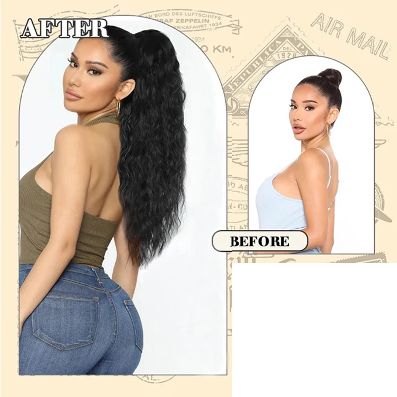 26 inch Synthetic Long Claw Clip in Ponytail Extension  Hairpiece  Wavy Hair Extension  Ponytail Hairpieces for Women image 5