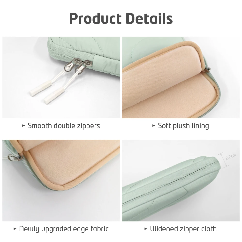 Capa casual para laptop para MacBook 13-14 polegadas, leve, à prova de choque, com fecho de zíper, forro de poliéster, bolsa para escritório/tablet