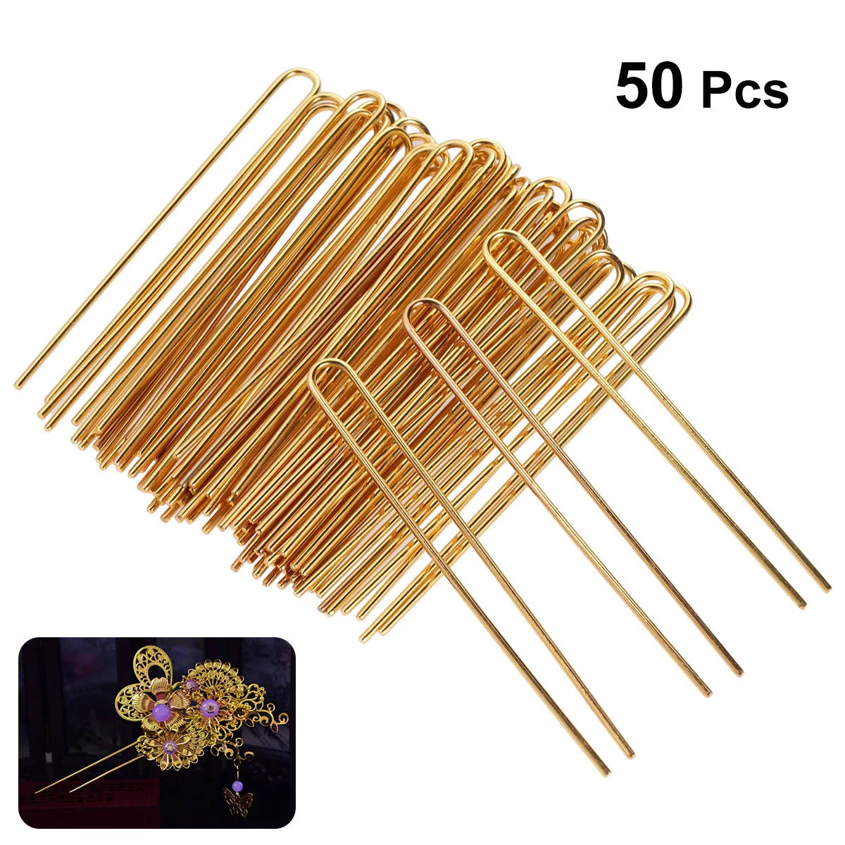

50Pcs Hair Shape Hairpin Iron DIY Hair Golden Stylish Decorative Accessory for Women Girls Daily Wear Party