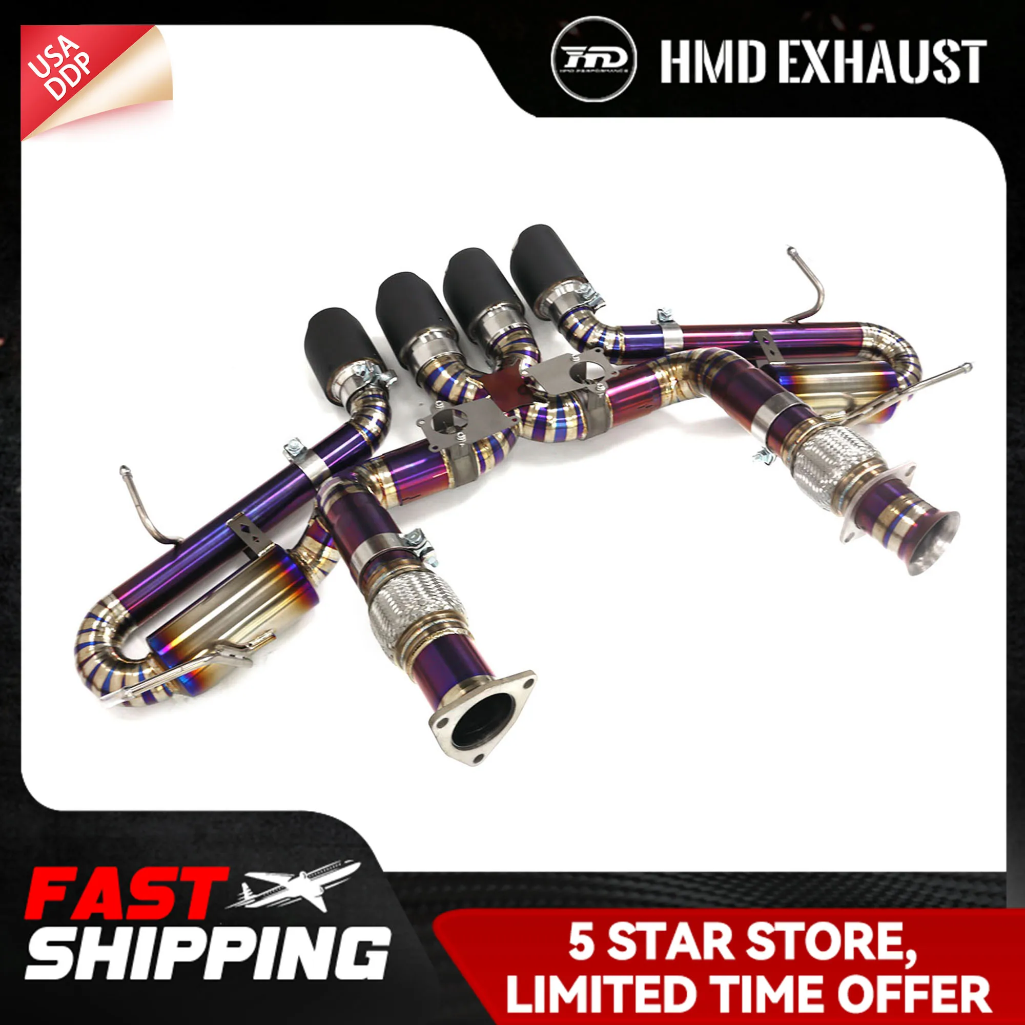 

HMD Exhaust Catback for Corvette C8 Z06 5.5L V8 Ti OEM valve base Support customization TIG manual welding