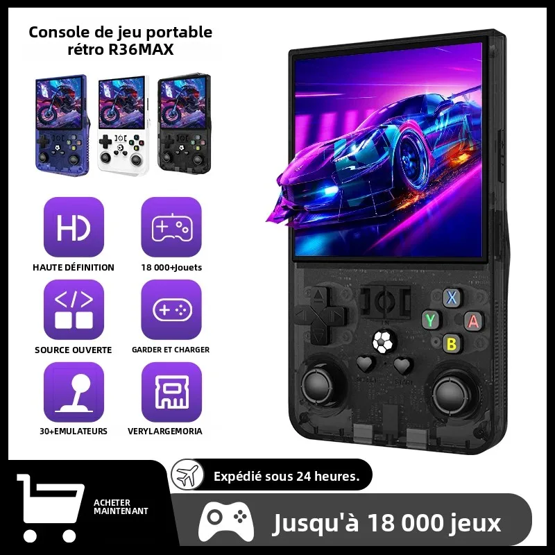 Console de jeu Portable rétro Open Source R36MAX, 64/128 go, écran IPS de 4.0 pouces, puce RK3326, lecteur de jeu vidéo Portable, cadeau