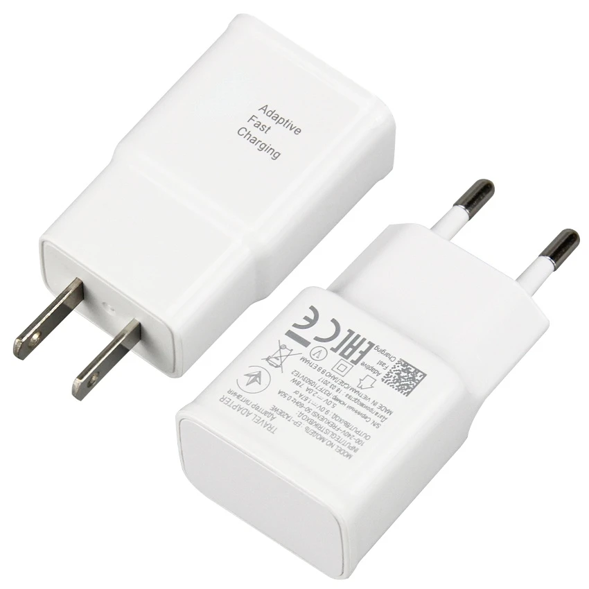 100pcs High Quality 5V 2A 9V 1.67A Quick Adaptive Fast Charging Travel Wall Charger US EU Plug for Samsung