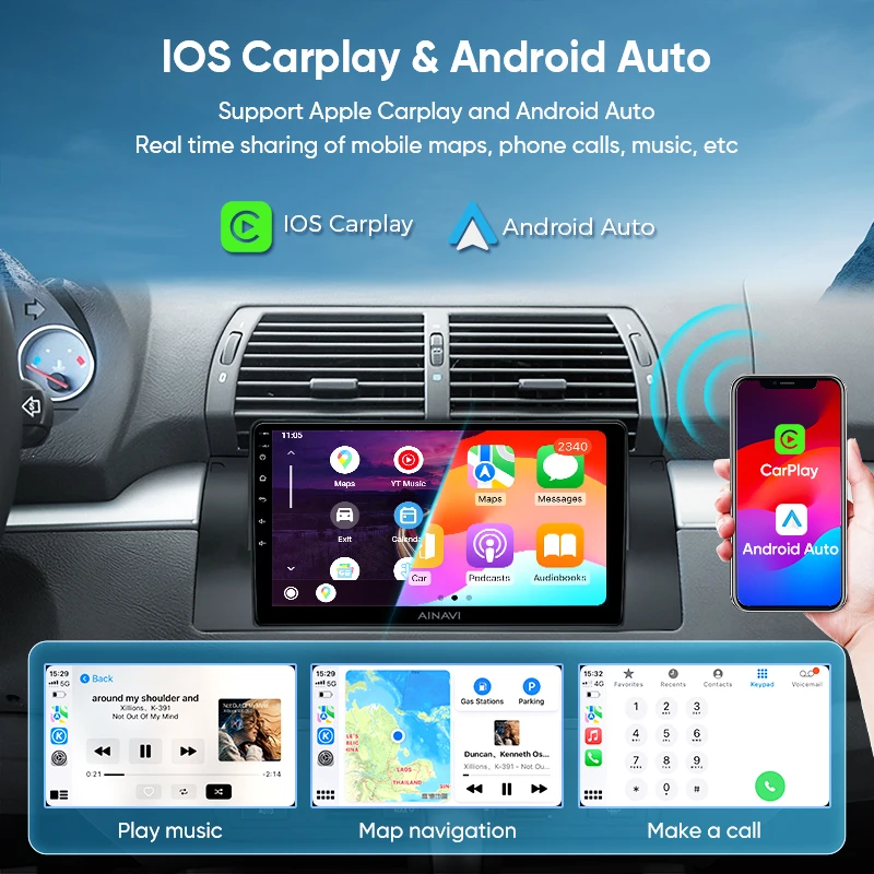 Ainavi Android 13 Multimedia Player For BMW 5/7 Series X5 E53 E38 E39 M5 Carplay Auto Stereo Navigation GPS Car Radio Head Unit