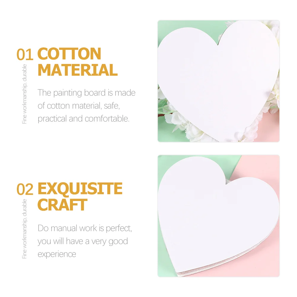 

10 pcs Oil Painting Panel Heart Shape Blank Cotton Drawing Board For Beginners Artists Art Students Tool Panels