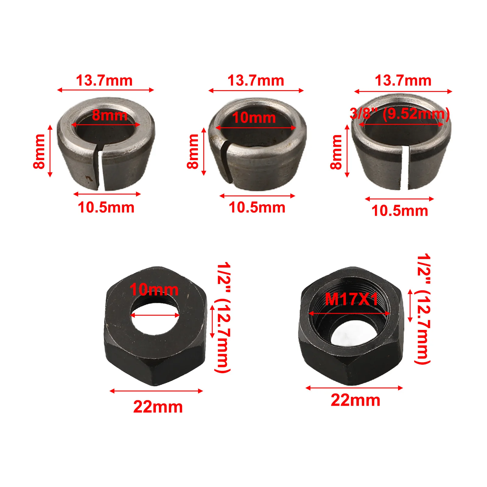 Collet Conversion Woodworking Collet Chuck Adapter Chuck Adapter Set Carbide Material Hardness Heat Treatment High Strength