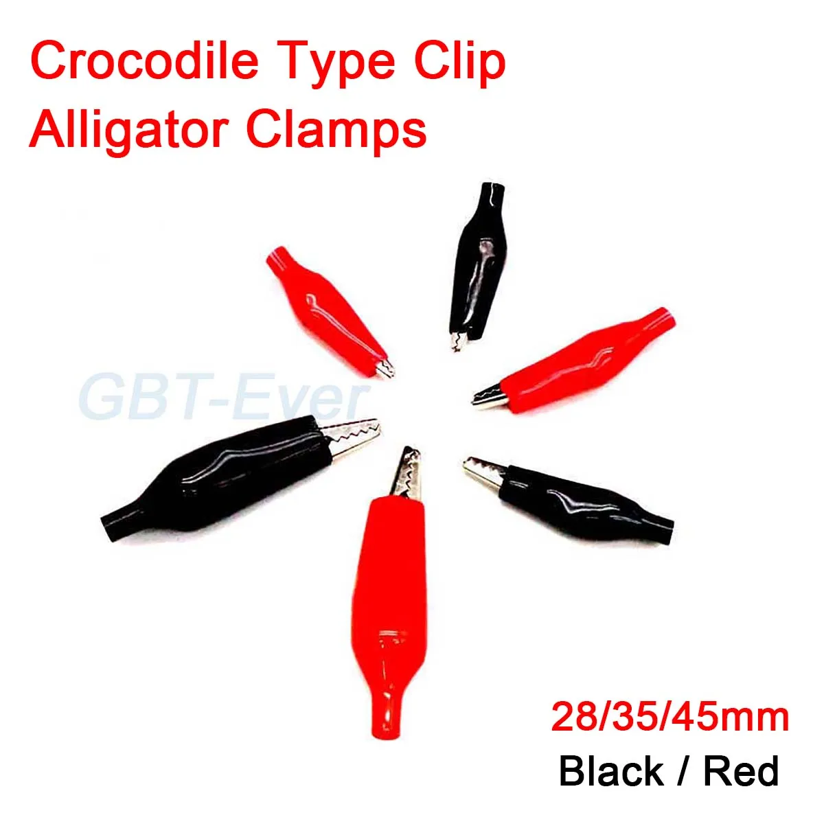 

5/20Pcs Crocodile Type Clip 28/35/45mm Metal Alligator Clamps Black/Red Soft Plastic Coated Testing Probe Alligator Test Clips