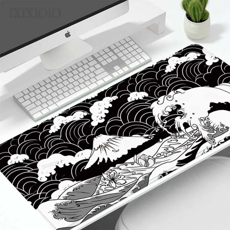 Black And White Waves Mouse Pad Gamer XL New Computer HD Mousepad XXL keyboard pad Soft Office Office Accessories Table Mat