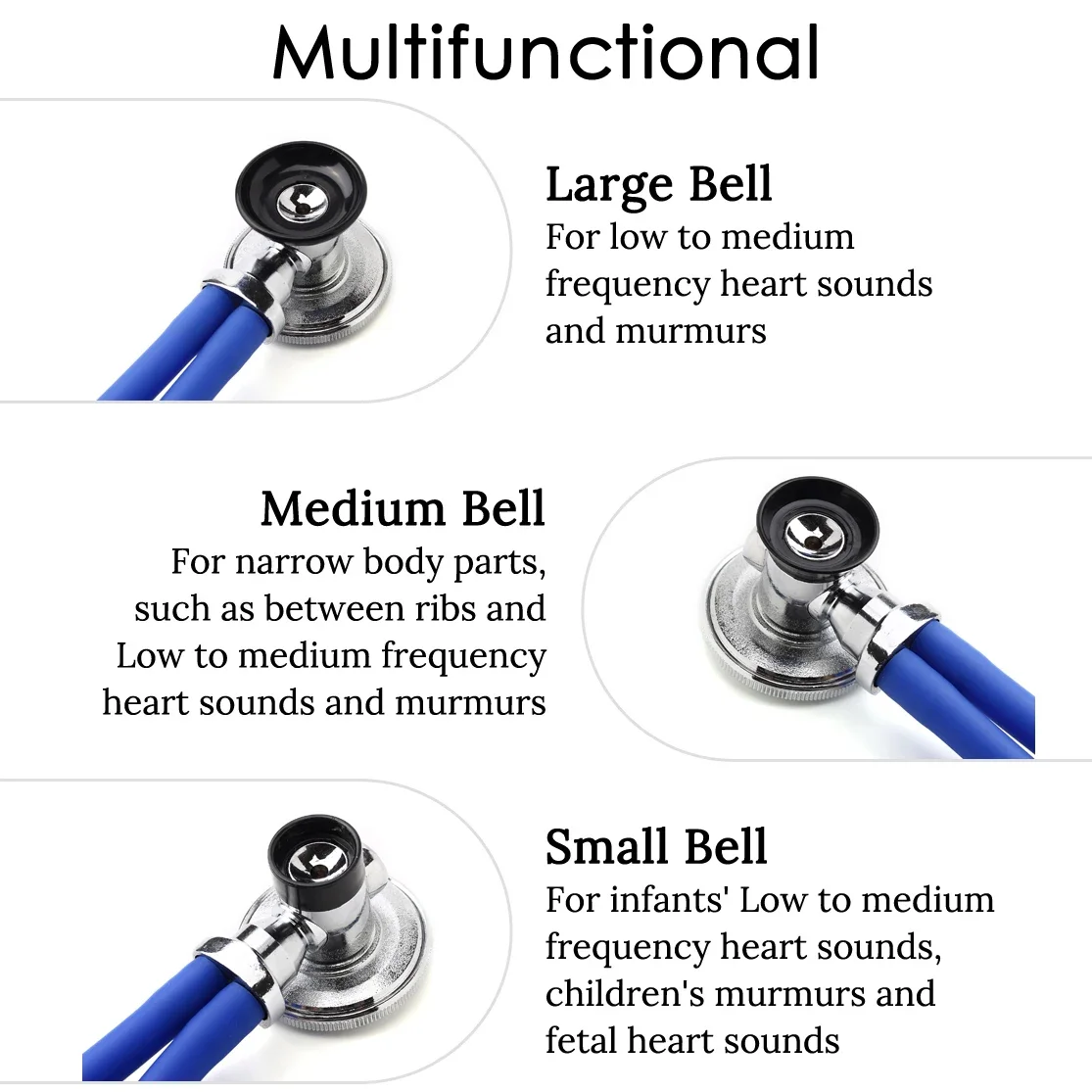 Estetoscopio médico multifuncional de doble cabeza, dispositivo médico para cardiología