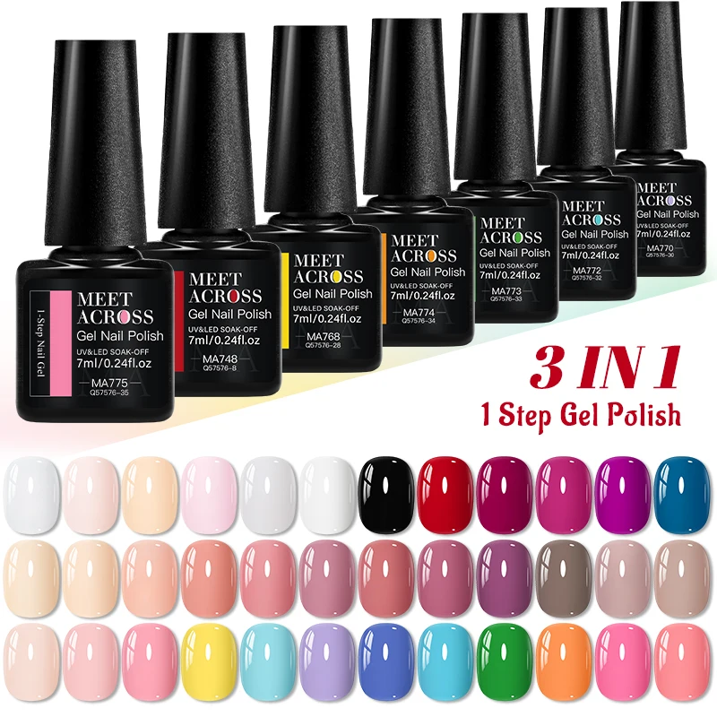 12pcs 1-step Gel Nail Polish Set With Box 3 IN 1 Nail Art Soak Off LED UV Gel Nail Varnishes No Need Base Top Coat Nail Supplies