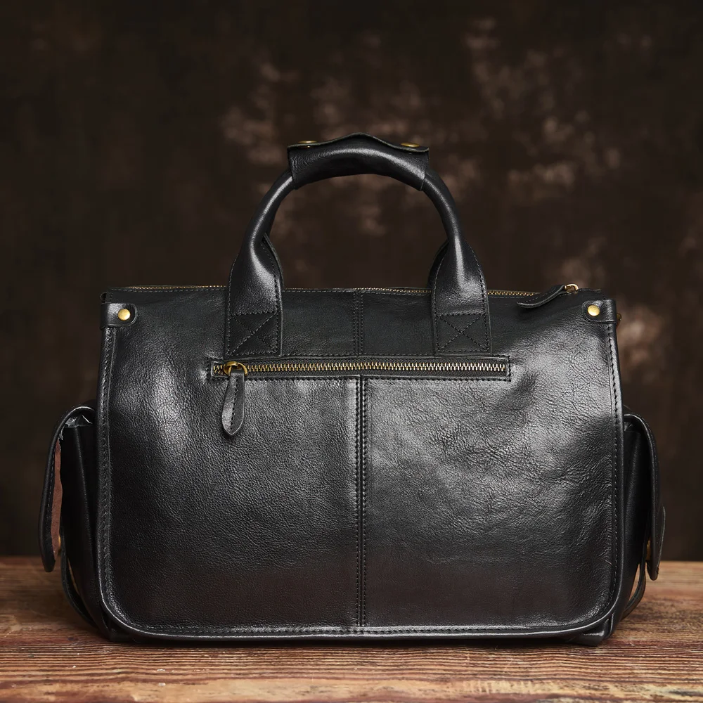 Nupugoo Vintage Echt leder Herren Aktentasche Umhängetasche verrückte Pferd Leder Handtasche mit 16-Zoll-Laptop – Detail 31