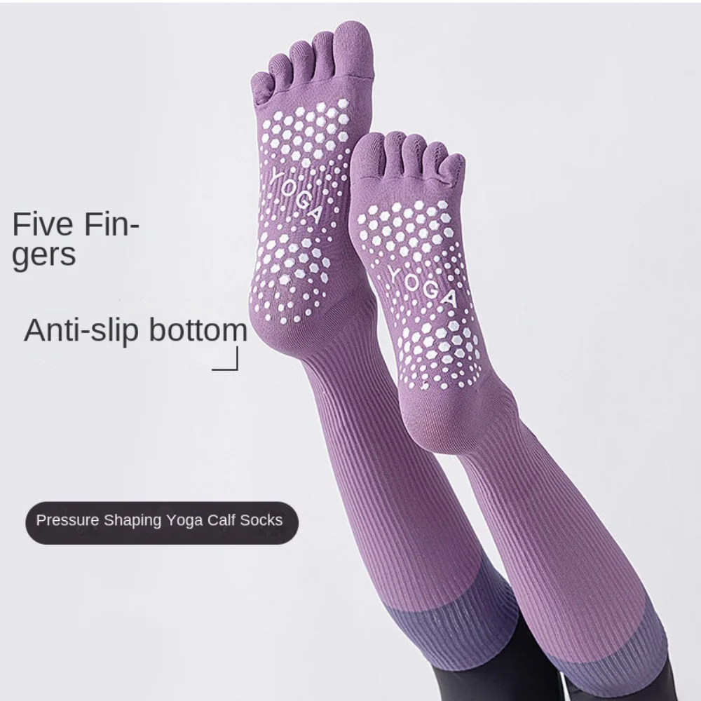 

High Quality Five Fingers Women Yoga Socks Separate Fingers Long-tube Sport Pilates Socks Elasticity Breathable Cotton Socks Gym