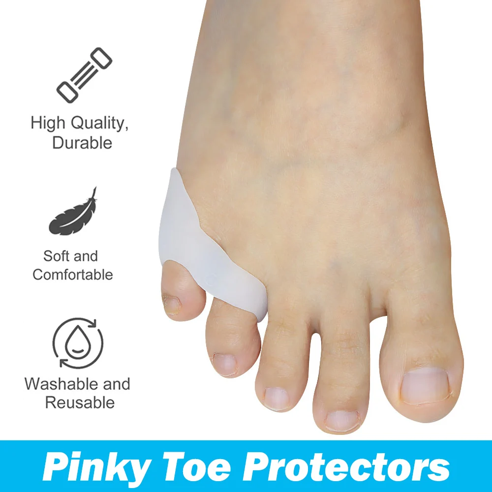 Pexmen 2/4Pcs Gel Pinky Toe Separator Spacer Little Toe Corrector Protector Foot Pain Relief for Callus Corns and Blisters