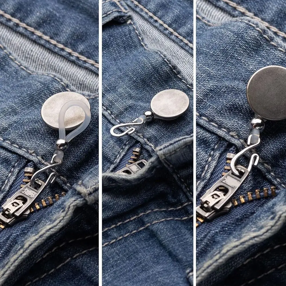5/10Pcs Adjustable Pants Button Clasp Jeans Zipper Holder Silicone Clip-On Structure Jeans Zipper Anti-slip Buckl