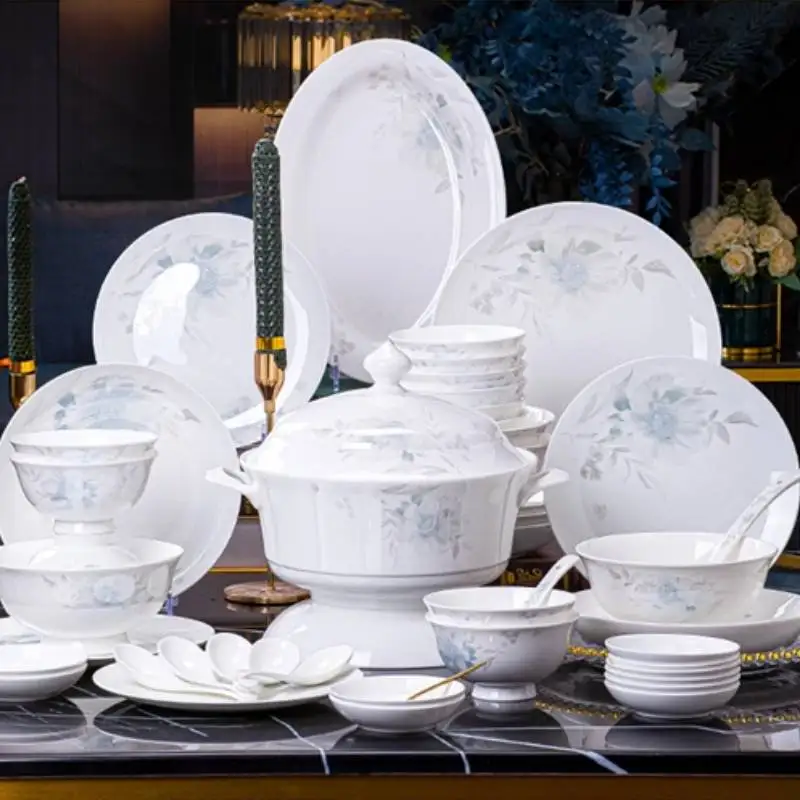 

Unique White Dinnerware Birthday Aesthetic Nordic Luxury Ceramic Plates Dinner Sets European Italian Vajilla Ceramica Dinner Set
