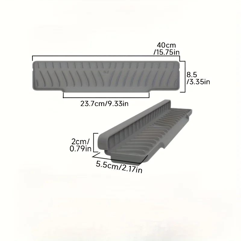 Narrow-Sized Sink Drain Mat Foldable Silicone Sponge Rack Countertop Protector Sloped Drainage Mat for Drying Kitchen Items