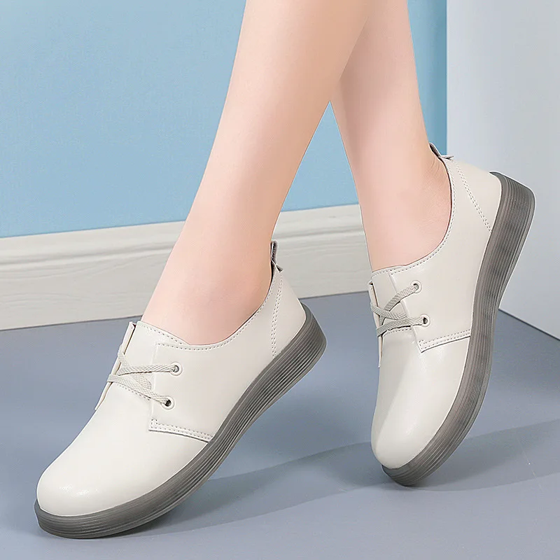 2024 New Spring Autumn Flats Sneakers Women Casual Shoes Genuine Leather Moccasins Woman Casual Slip-on Loafers Female Boat Shoe image 2