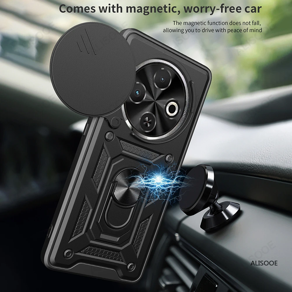 Armor Funda for Tecno Spark 30C 4G (KL5, kl5n) Case Slide Camera Lens Protect Ring Stand Back Cover for Tecno Spark 30C Capa