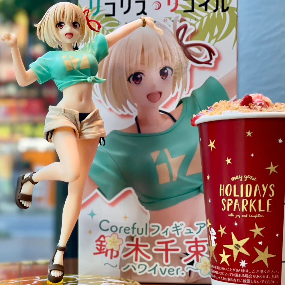 In Stock Original Taito Coreful Figure Lycoris Recoil - Nishikigi Chisato Hawaii Ver Anime Figure Action Figure Model Decoration