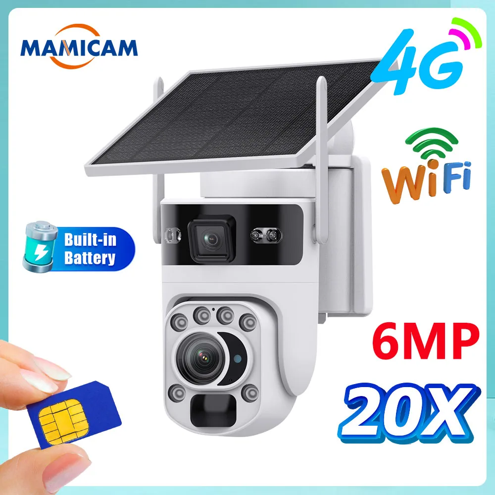 

12MP Outdoor 4G Sim Solar Camera 20X ZOOM Dual Lens Wireless Security Camera PIR Night Vision Auto Tracking Human Detection UBOX