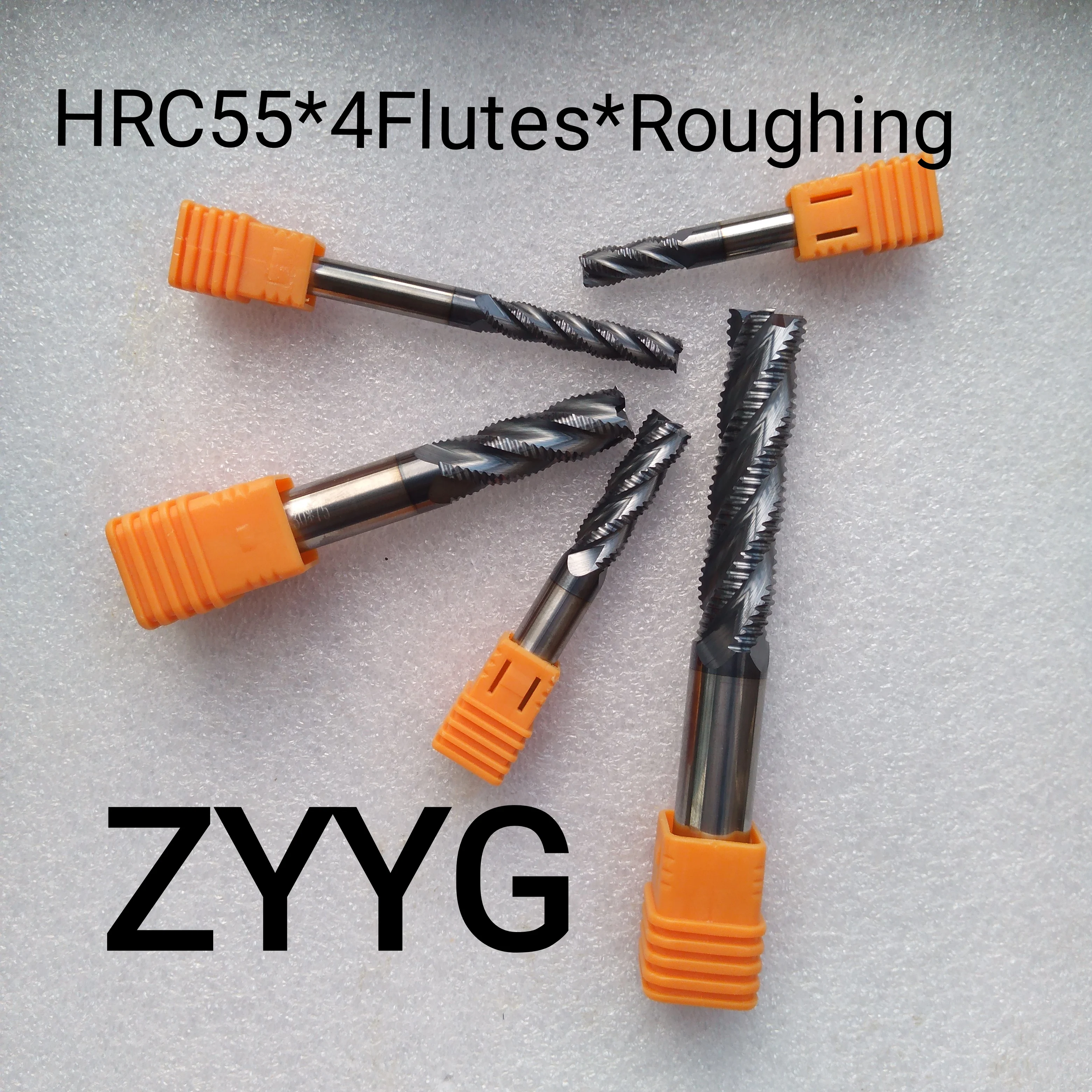 ZYYG D4 6 8 10 12mm HRC55 Roughing End Mills 4 flutes Milling cutters CNC rough EndMill Tools Carbide router bits milling bits