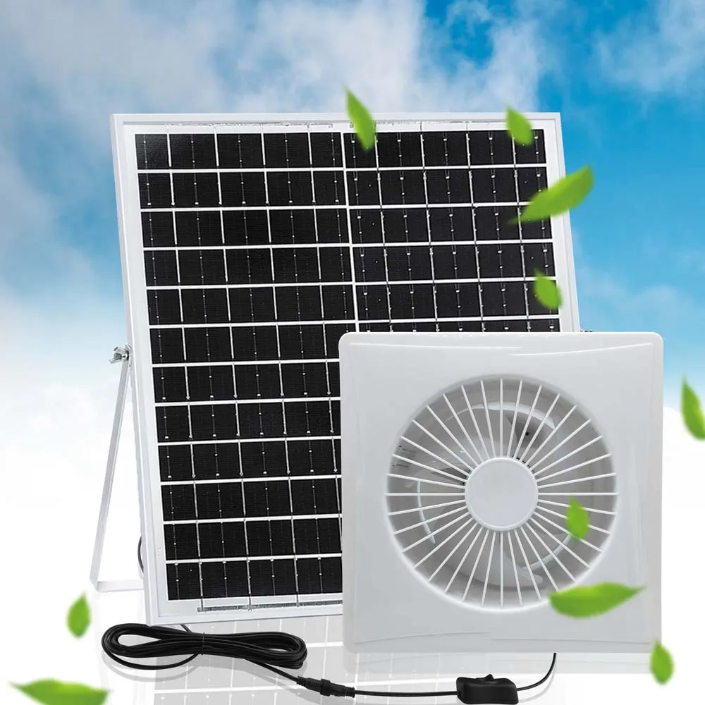 

12V Solar Exhaust Fan for Windows - IPX4 Waterproof Cooling Fan with Battery Storage - Perfect for Garage Poultry Farm