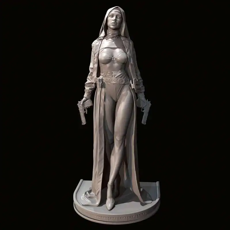38mm 50mm 75mm Double-armed Nun Killer Resin Soldier Model DIY Coloring 3D Printed White Models Self-assembly Figurines Crafts