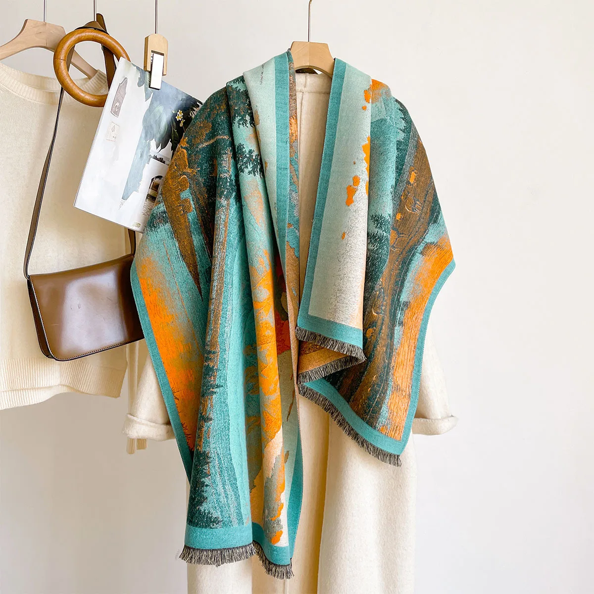 2026 Fashion Cashmere Women Printed Oil Painting Scarf Soft Winter Warm Shawl and Wrap Bandana Pashmina Female Thick Scarf