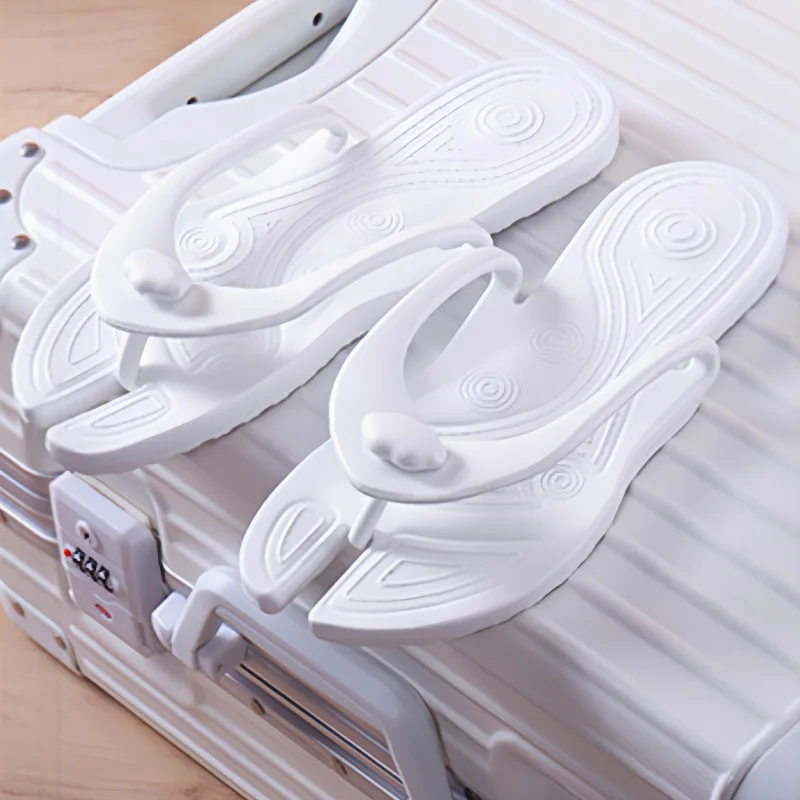 Unisex Summer Foldable Flip Flops Portable Travel Slippers Lightweight Flat Sole Casual Beach Sandals For Couples