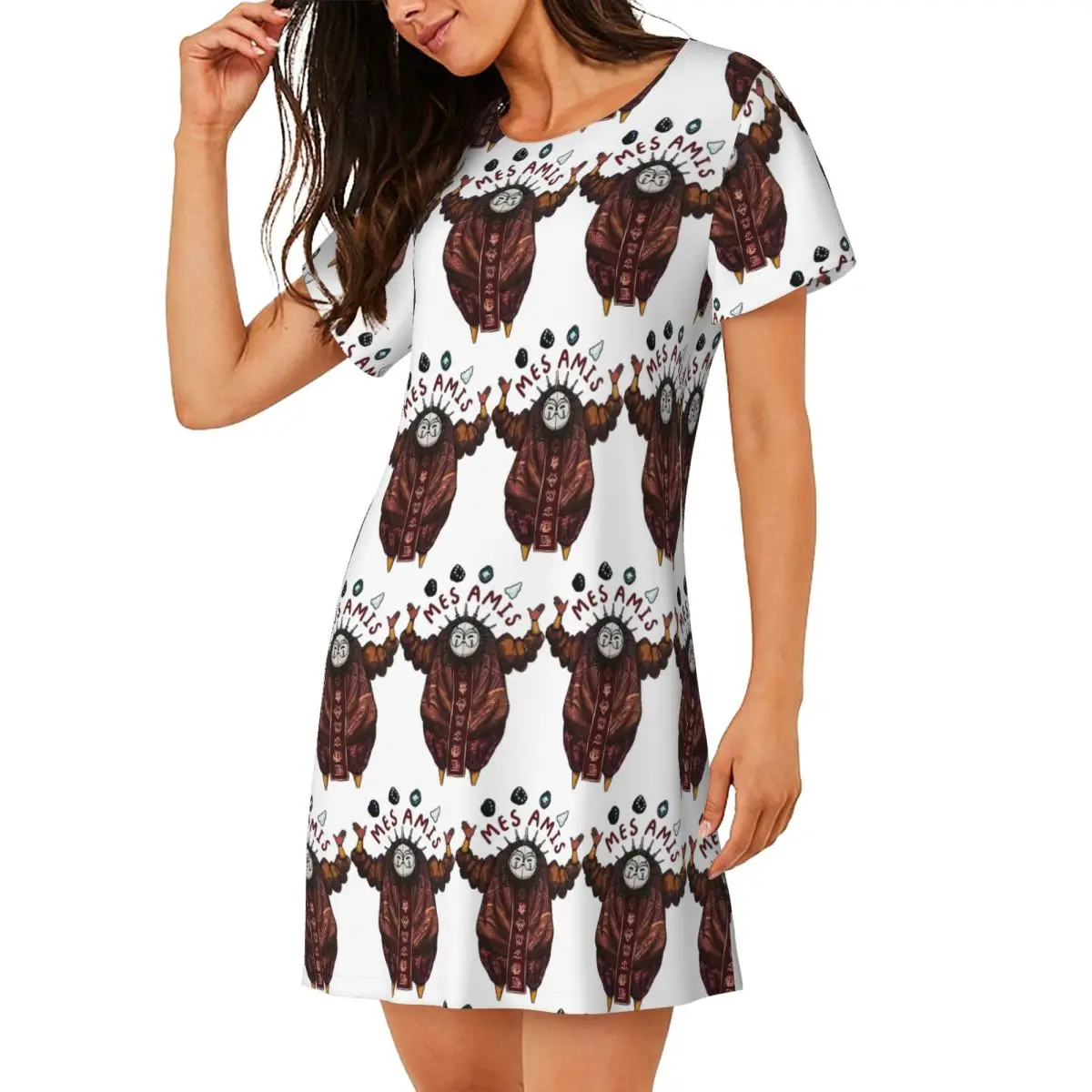 

Esquie And Rock Friends Clair Obscur Short Sleeves Nightdress For Sleeping Women Short Sleeve Nightgowns Loose Pajama Dress
