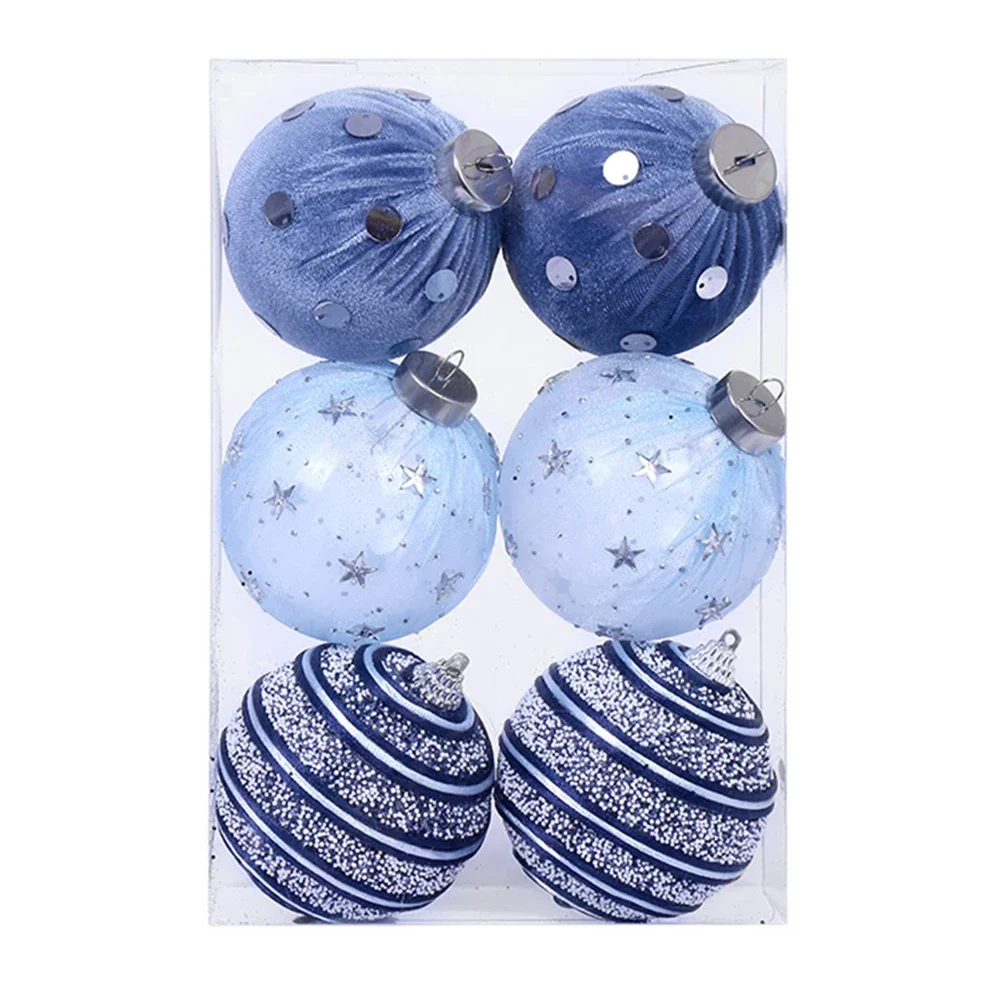 Set of 6 Christmas polka dot pressure balls crafted from velvet foam suitable for holiday tree wall and ceiling decorations