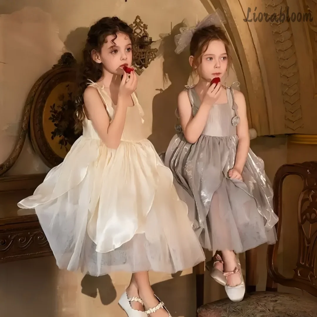 

Multicolor Everyday Princess Dress A Layered Formal Gown Featuring Bow Accents Ideal for Flower Girls Parties