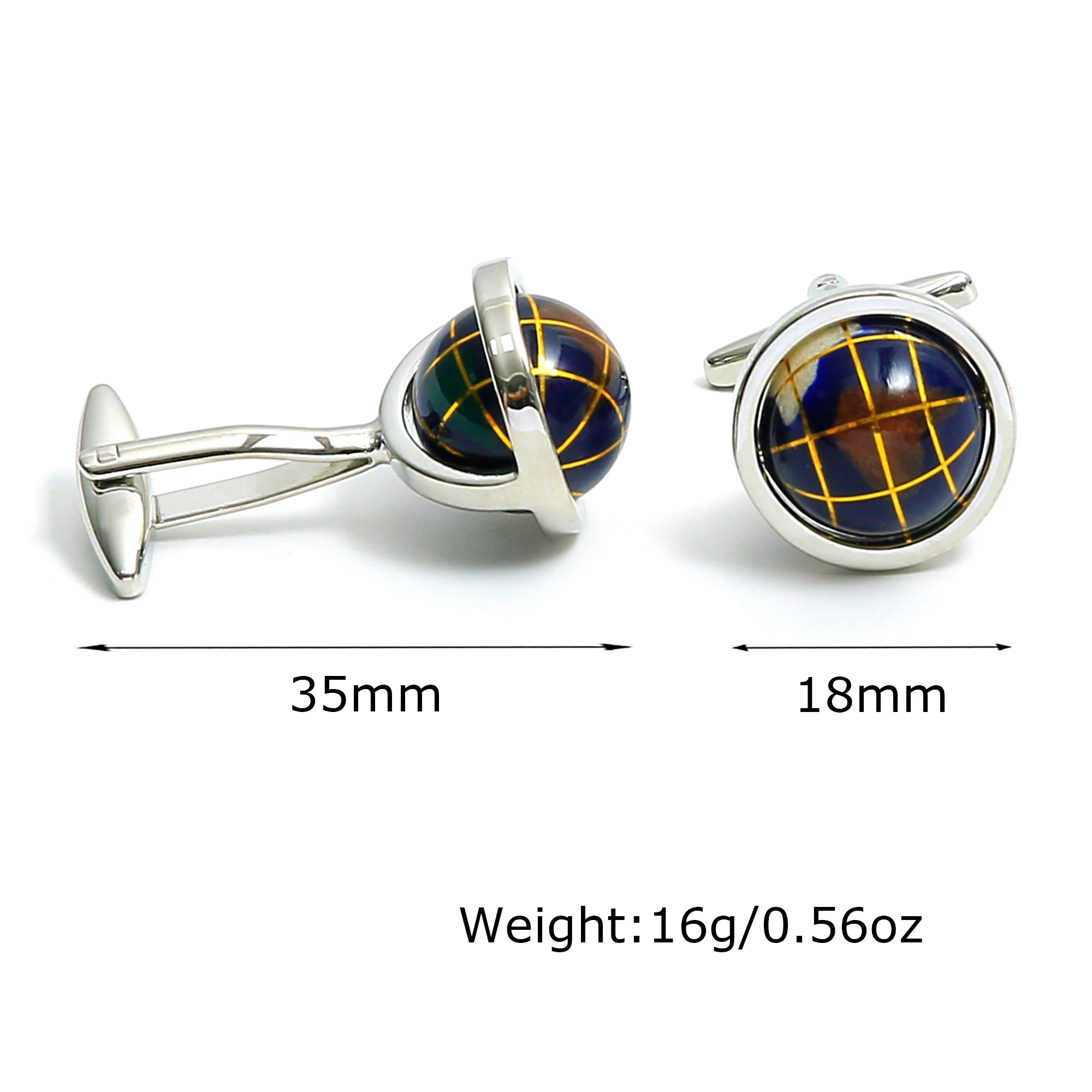 Cufflinks for Men XK24018 Cute Agate Globe Silver Color Copper Dress Shirt Cuff Links Jewelry image 5