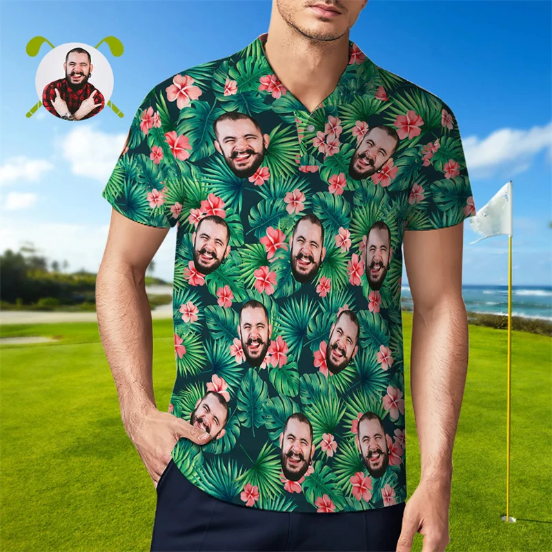 Funny Unisex Polo T Shirt Custom 3d Photo Print Button Vacation Shirt Short Sleeve Sleeve Designer Shirts Clothes Golf Polo