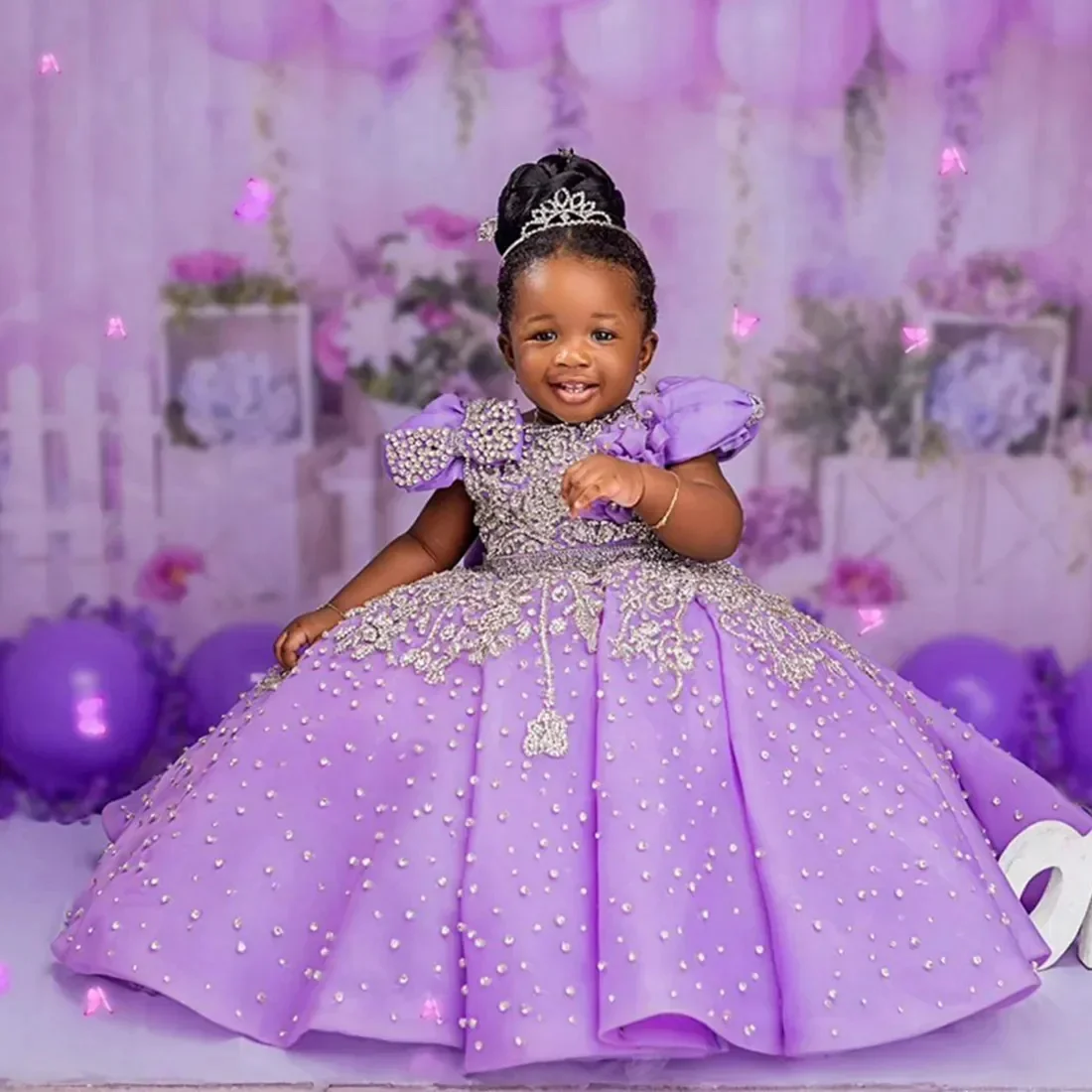 Customized Champagne Flower Girl Dresses For Wedding Luxury Crystal Quality Little Princess Evening Banquet Birthday Party Gown image 3