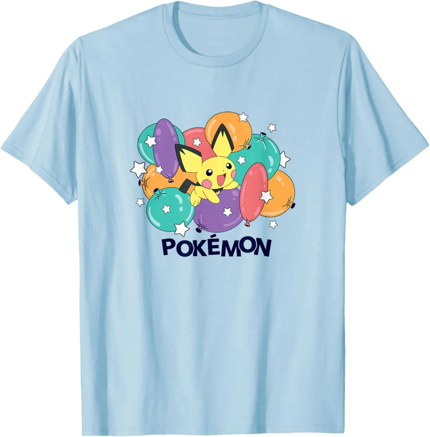 Pokémon - Pichu Balloon Cluster Anime T-Shirt S-6XL