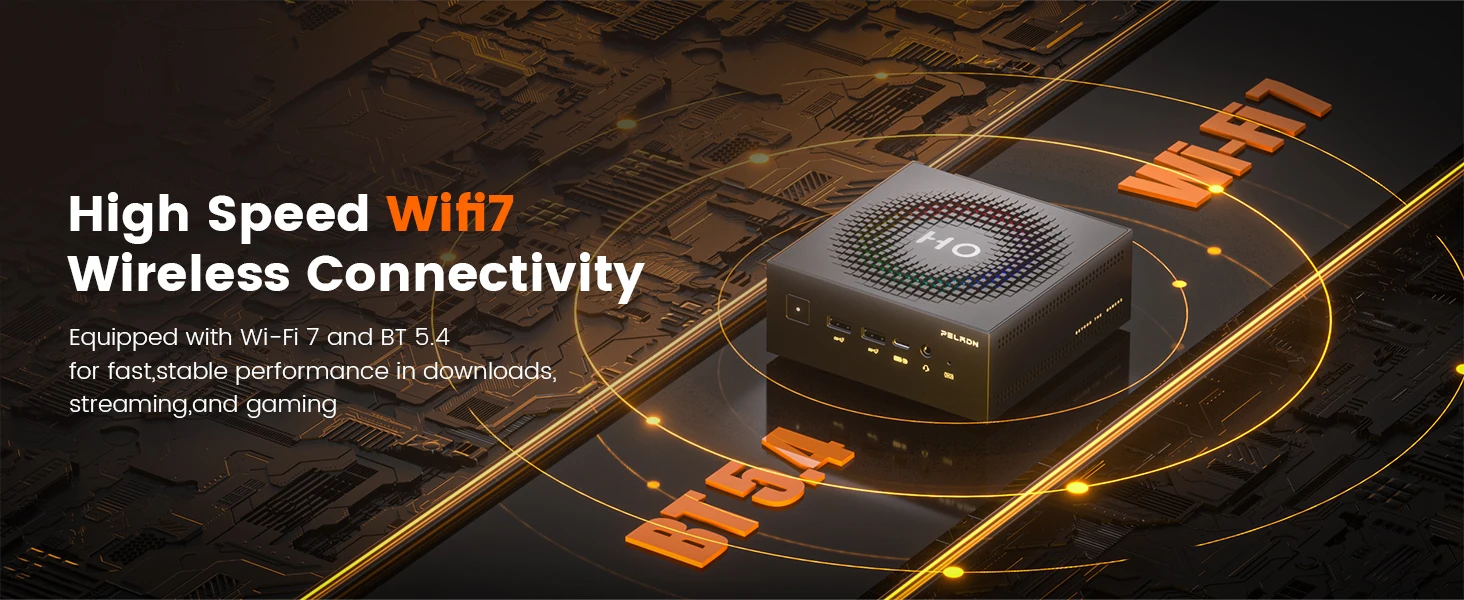 PELADN Gaming Mini PC AMD Ryzen AI 9 HX 370 (12 Cores,up to 5.1Ghz), 32GB LPDDR5X 1TB PCIe 4.0 SSD Dual 2.5G LAN USB4 20Gbps Type-C/DP/HD Mini Desktop Computer WiFi7 4K/60Hz Triple-Display USB3.2/BT5.4 Mini Computers