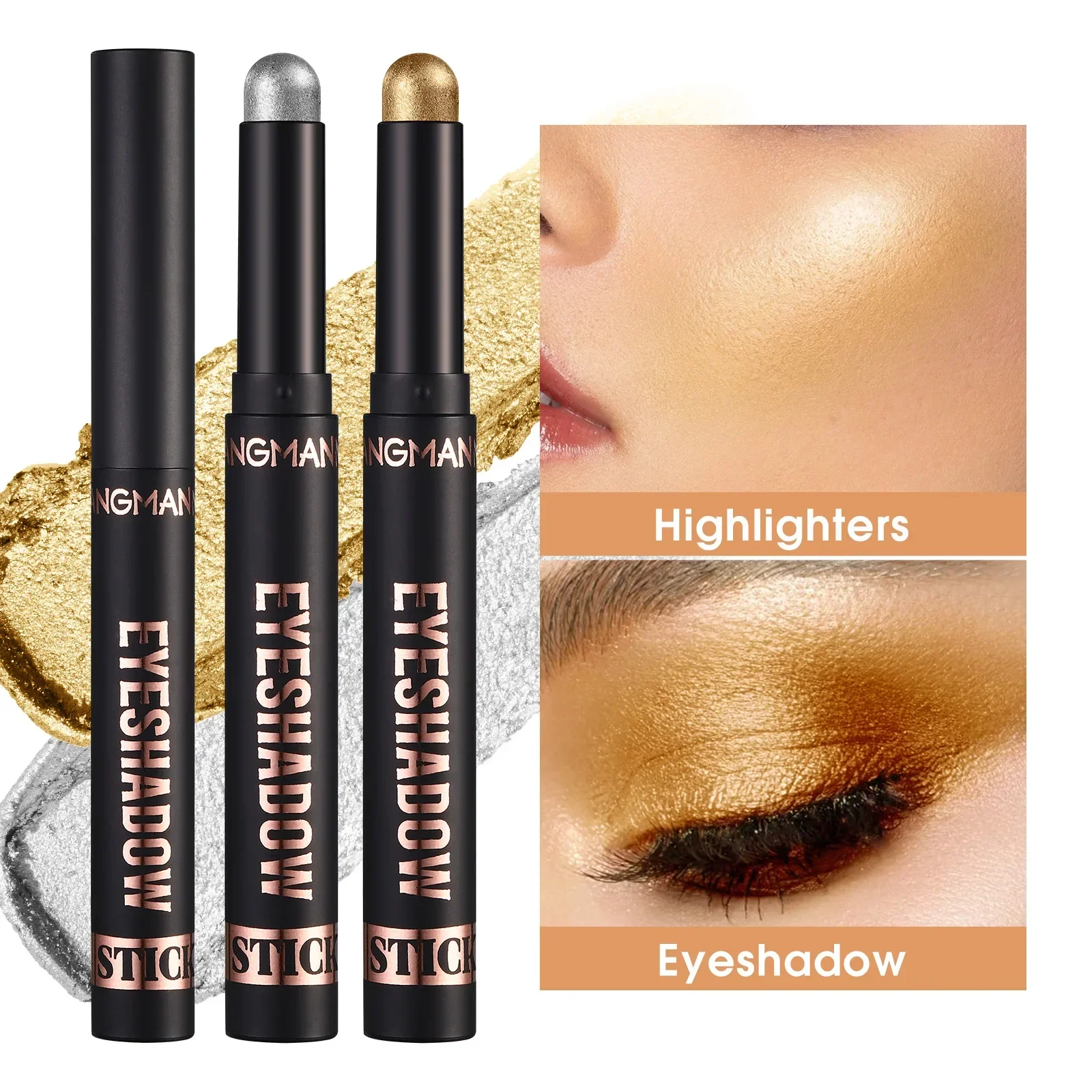 Impermeável Pearlescent Matte Eyeshadow Pencil, Long Lasting, Glitter, Shimmer, Gold Eye Shadow Pen, Eyeliner Stick, Eyes Makeup Tools