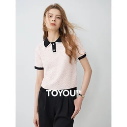 TOYOUTH-Camiseta de punto de manga corta para mujer, POLO con lunares coloridos, novedad de verano, 2024